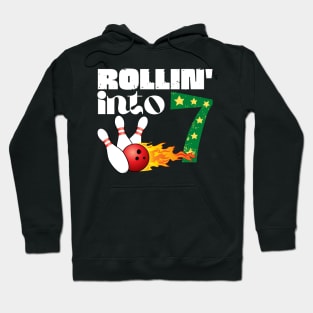 Rolling into 7 Bowling Birthday Gift Hoodie